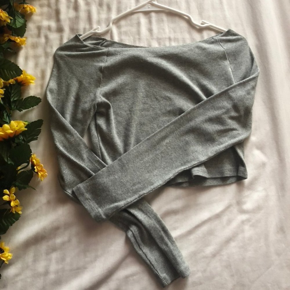 Gray Off the Shoulder Crop Top